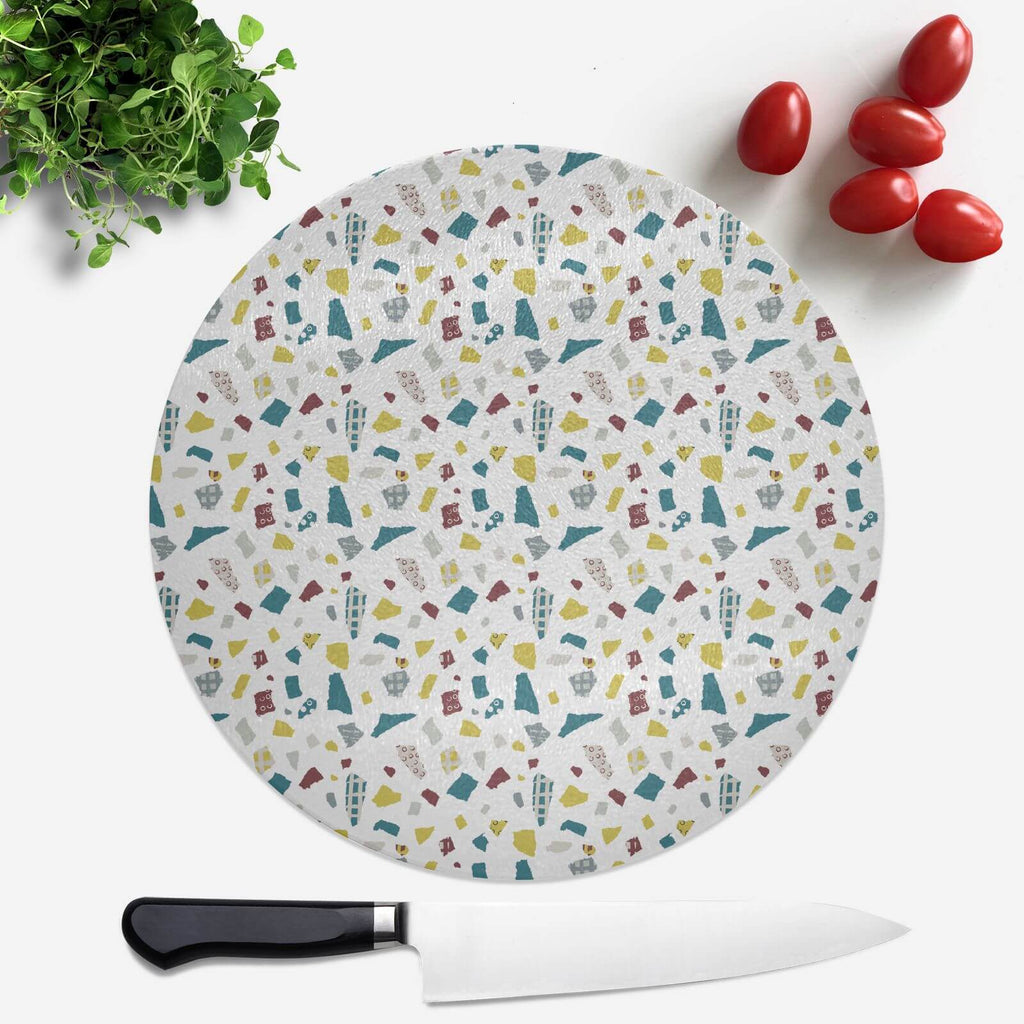 Green Terrazzo Pattern Round Chopping Board