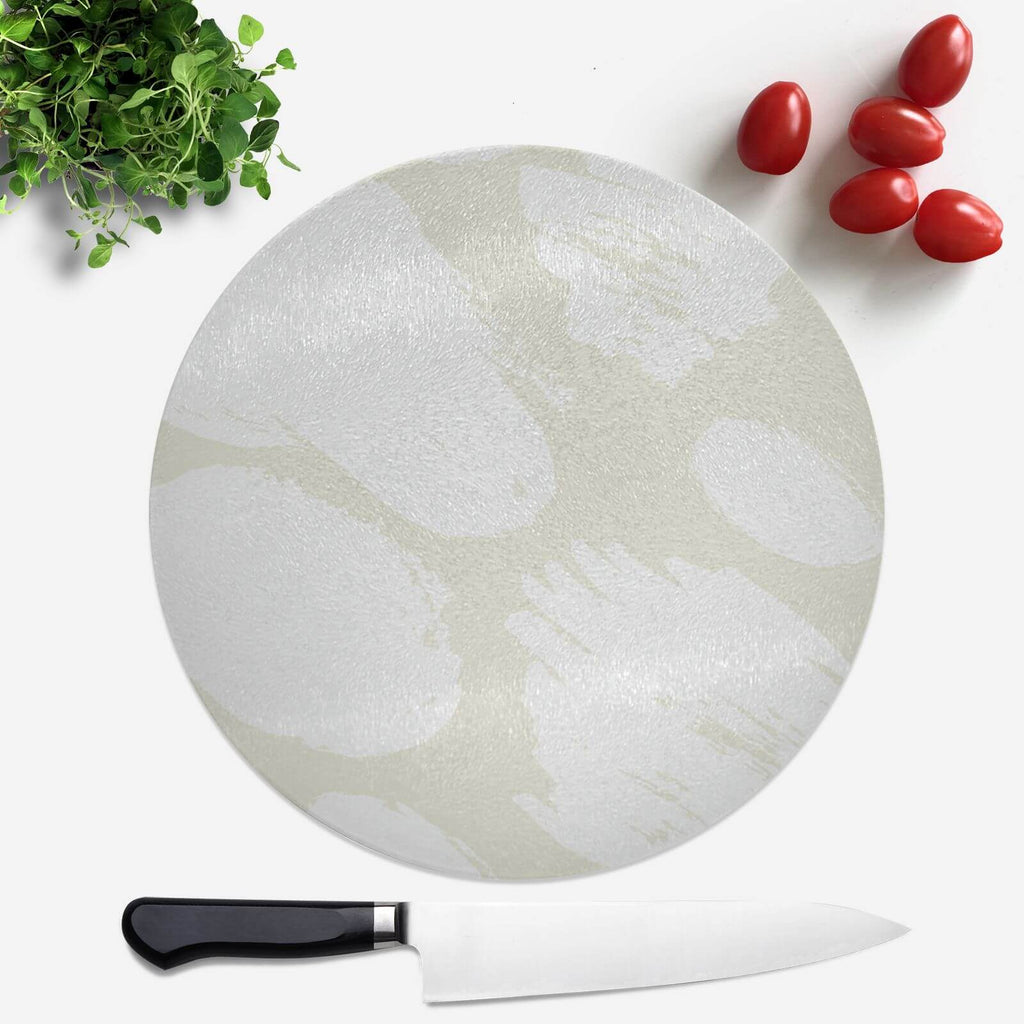 Beige And White Scribble Round Chopping Board