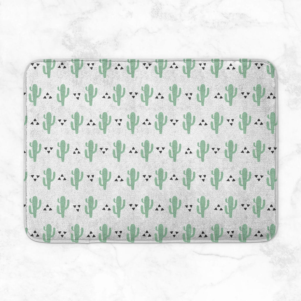 Green Cactus Pattern Bath Mat
