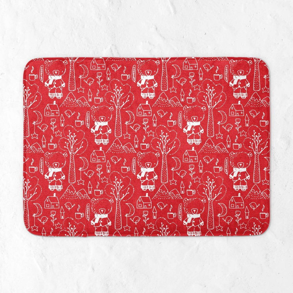 Bear Winter Forest Adventure Bath Mat