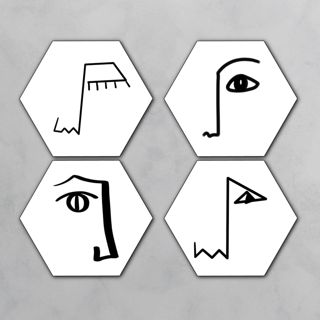 Faces Hexagonal Coaster Set
