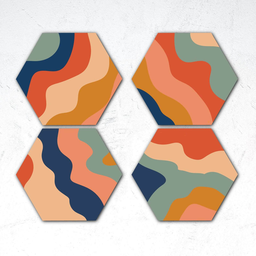 Wavy Colours Hexagonal Coaster Set