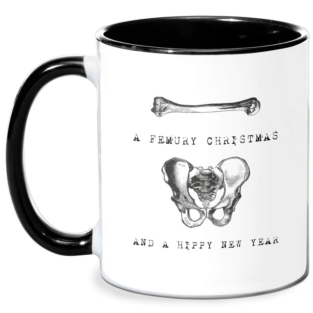A Femury Christmas And A Hippy New Year Mug - White/Black