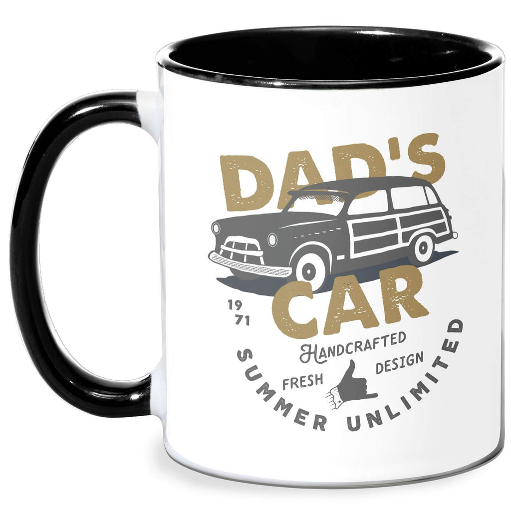 Dad's Car Mug - White/Black
