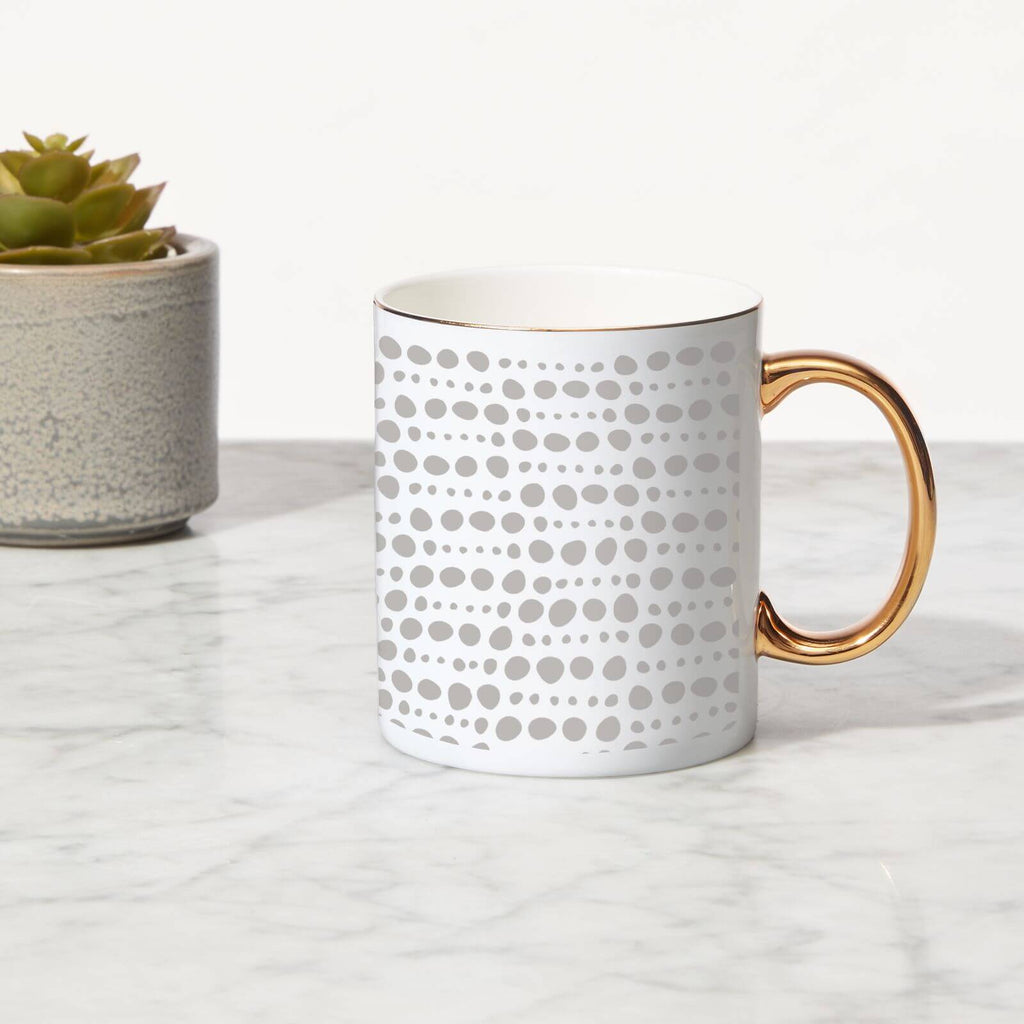 Spotty Mix Bone China Gold Handle Mug