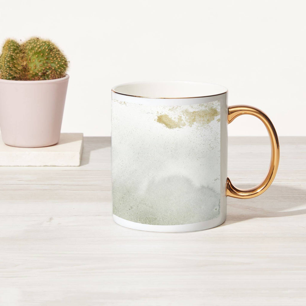 Light Marble Bone China Gold Handle Mug
