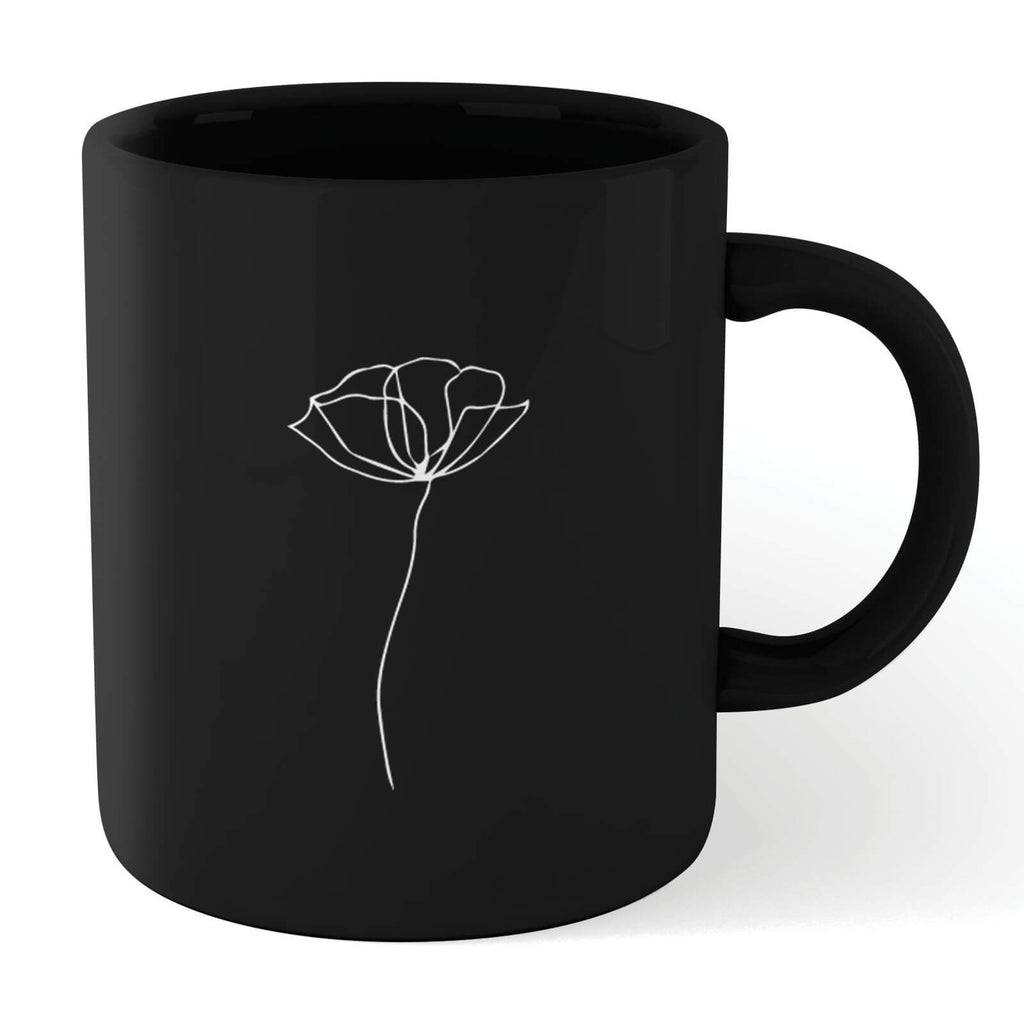 Poppy Outline Mug - Black