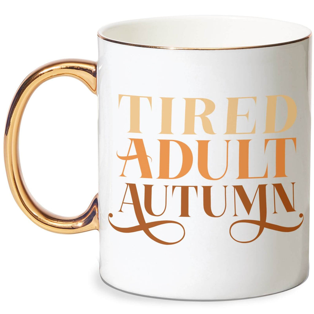 Tired Adult Autumn Bone China Gold Handle Mug