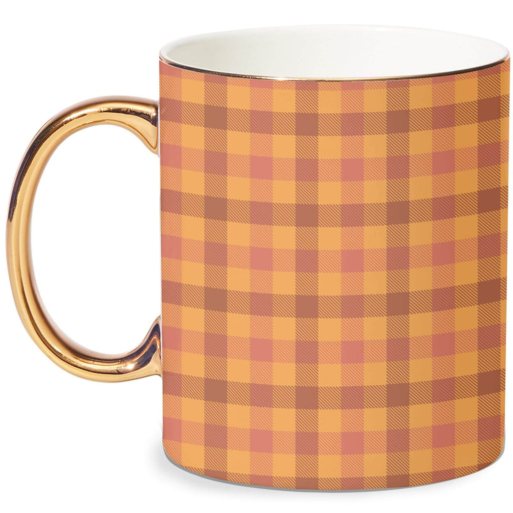 Autumn Tartan Mug - White/Gold