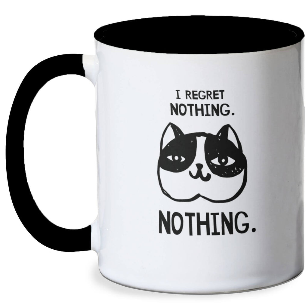 I Regret Nothing Cat Meme Mug - White/Black