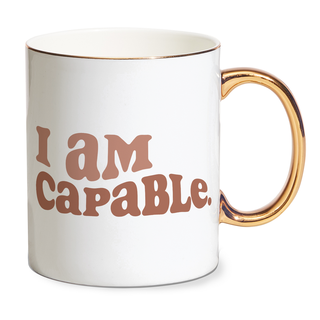 I Am Capable Bone China Gold Handle Mug