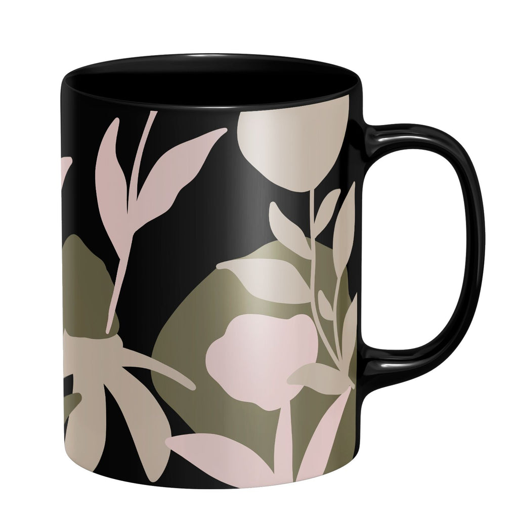 Abstract Natural Flower Mug - Black