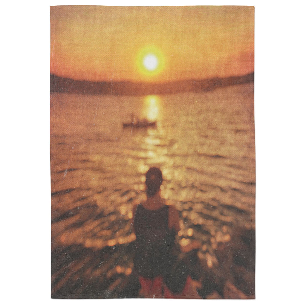 The Sun Is Setting For Us Cotton Tea Towel - White
