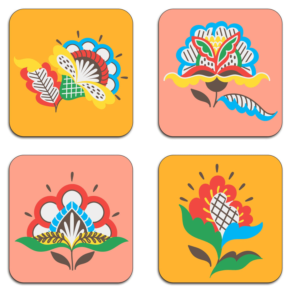 Demotic Flowers Coaster Set