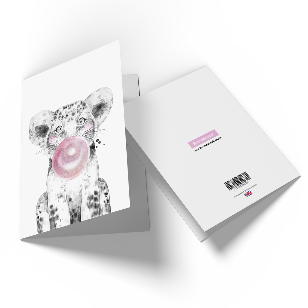 Lion Cub Pink Bubblegum Greetings Card