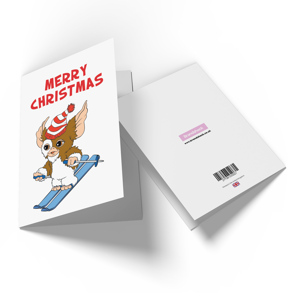 Official Gremlins Merry Christmas Skiing Greetings Card