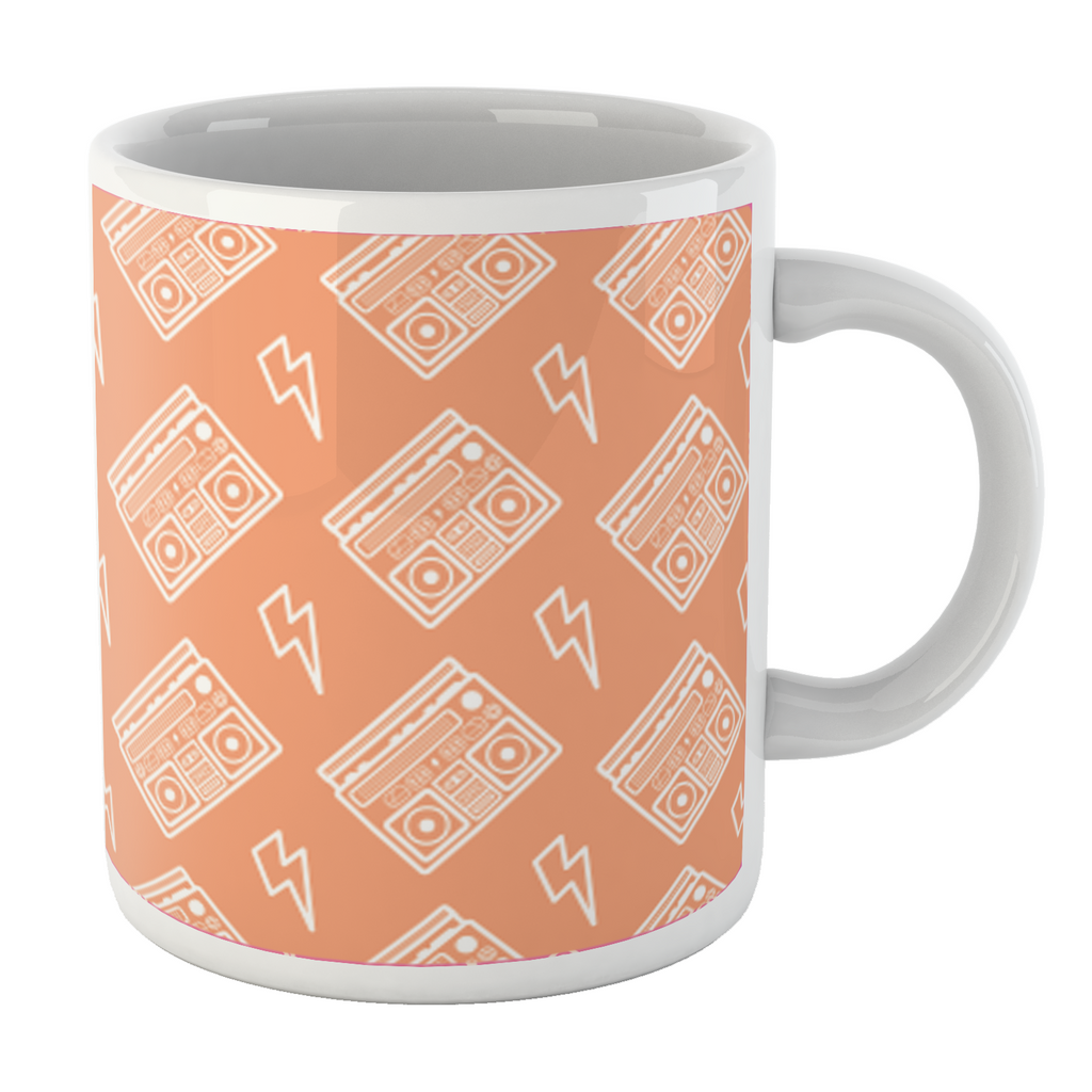 Boombox Pattern Orange Mug