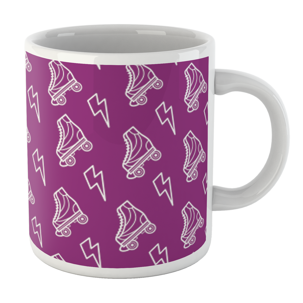 Roller Skate Pattern Purple White Mug