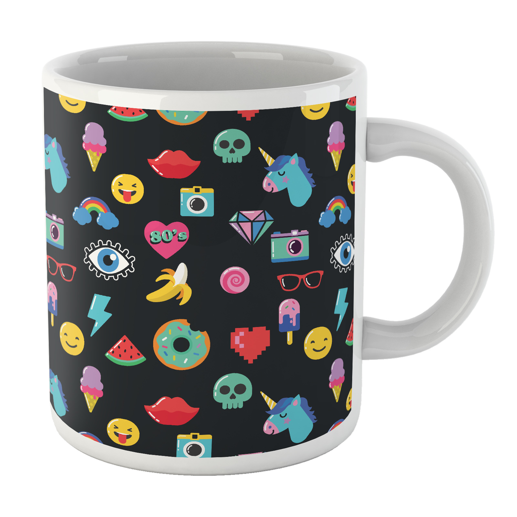 Black 80s Stickers Mug