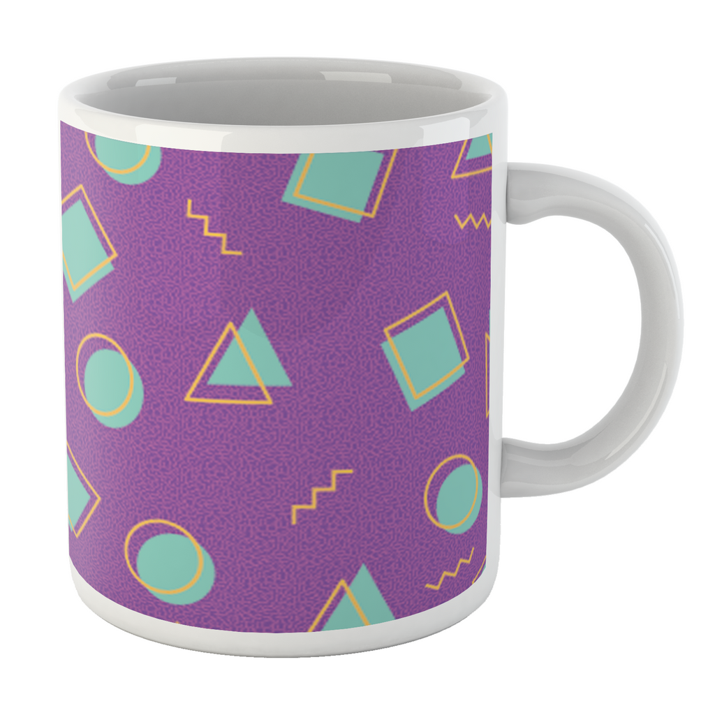 90's Circle Square Triangle Pattern White Mug