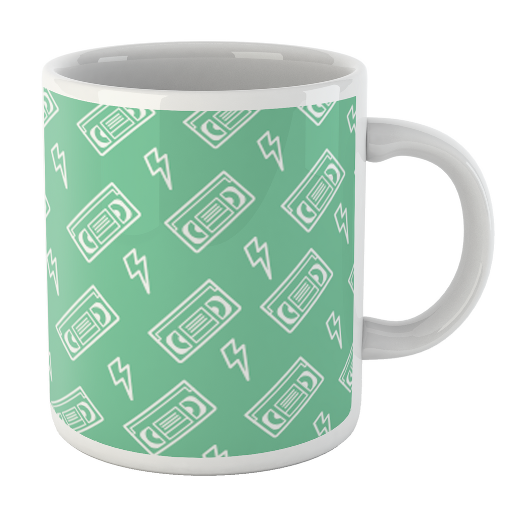 VHS Tape Pattern Green Mug