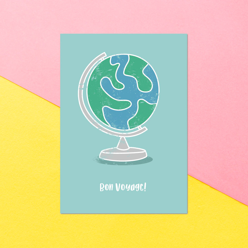 Bon Voyage Globe Greetings Card