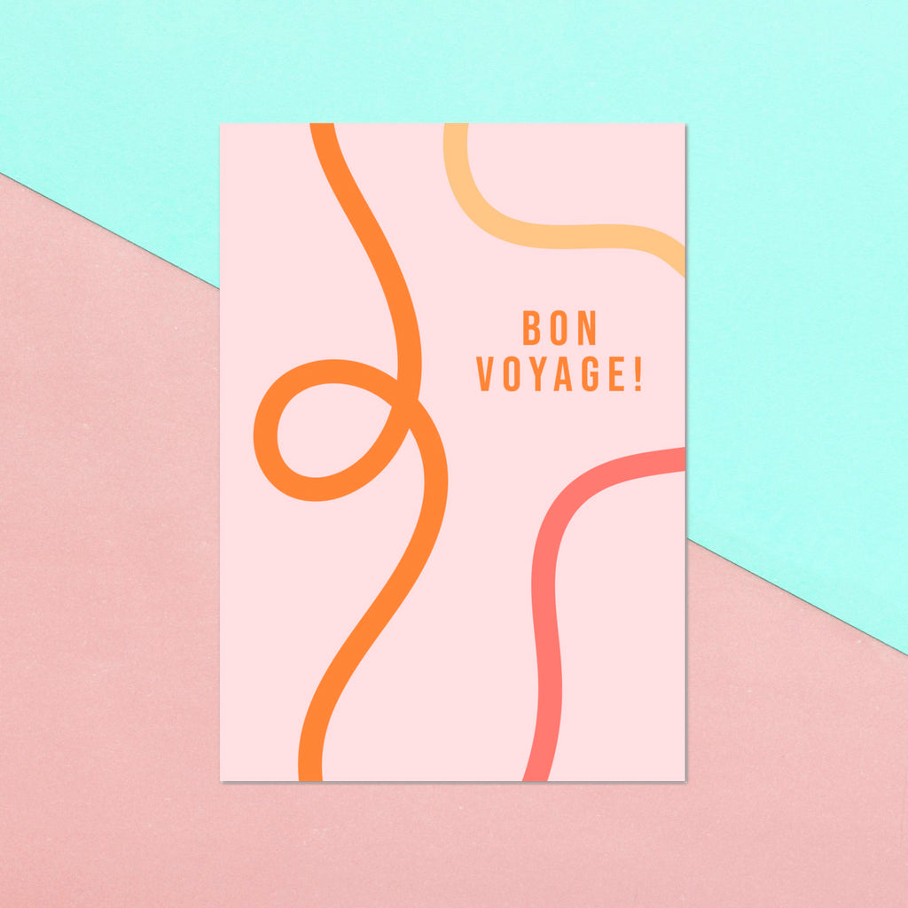 Bon Voyage Lines Greetings Card