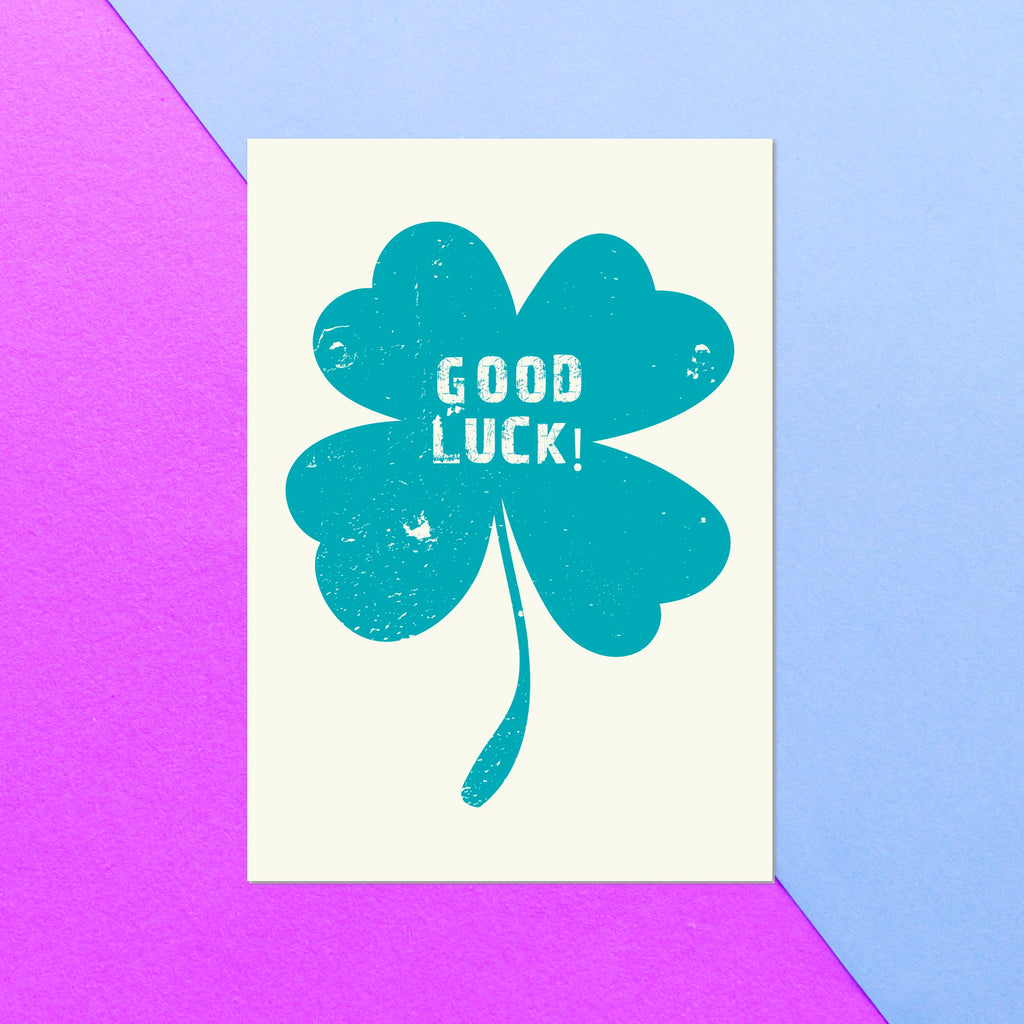 Good Luck Clover Greetings Card