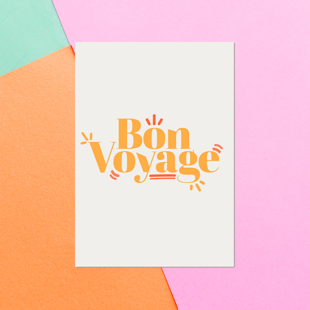 Bon Voyage Typography Greetings Card