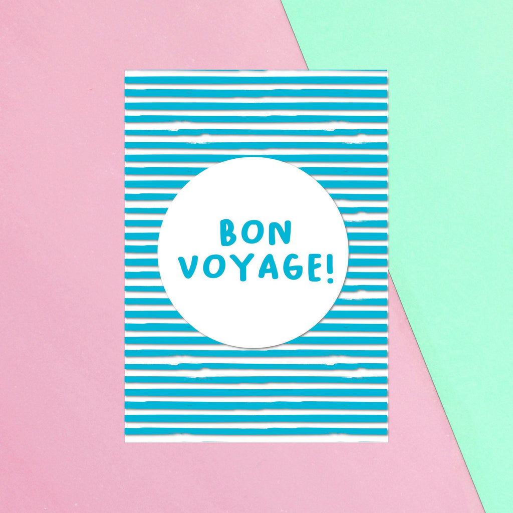 Bon Voyage Stripes Greetings Card