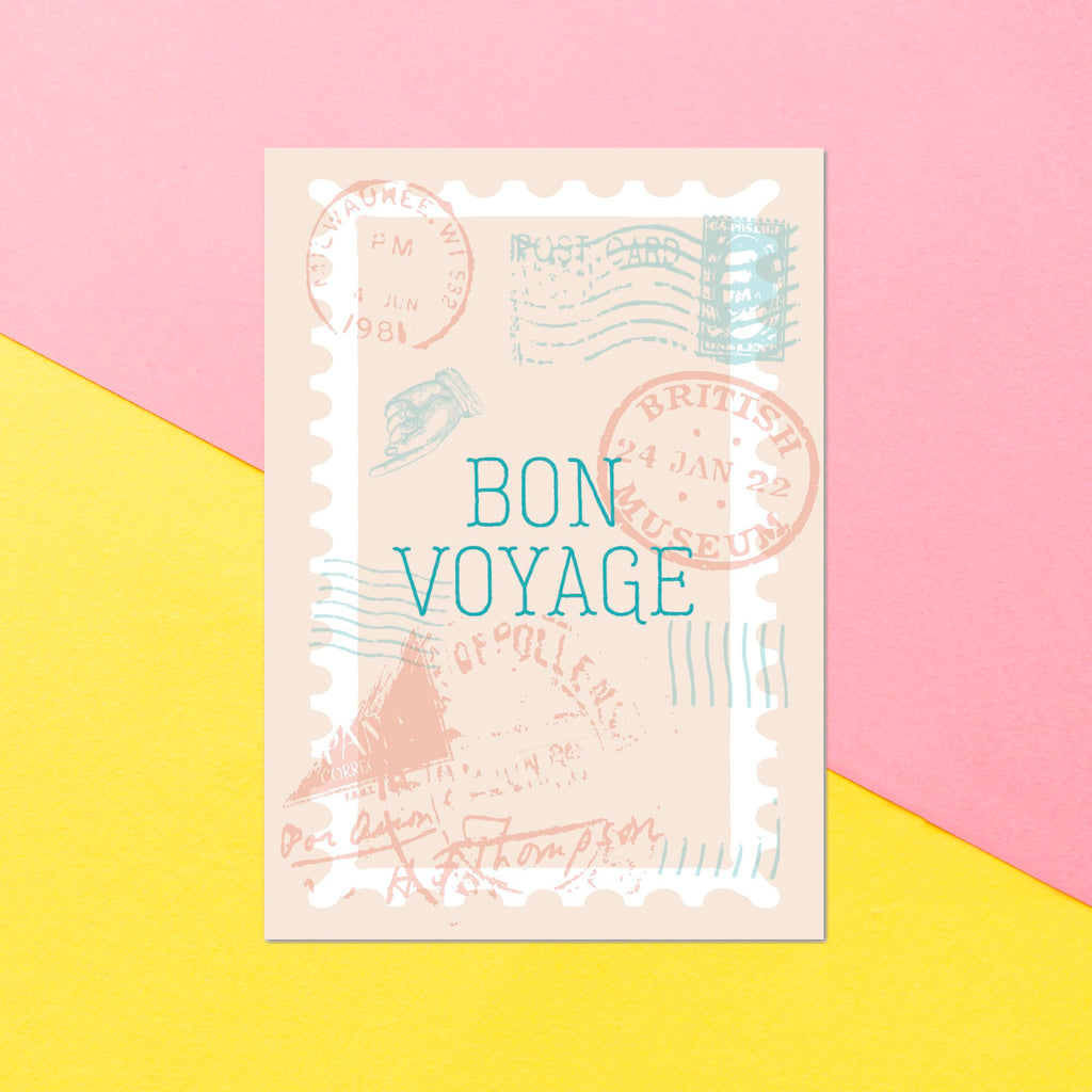 Bon Voyage Stamps Greetings Card