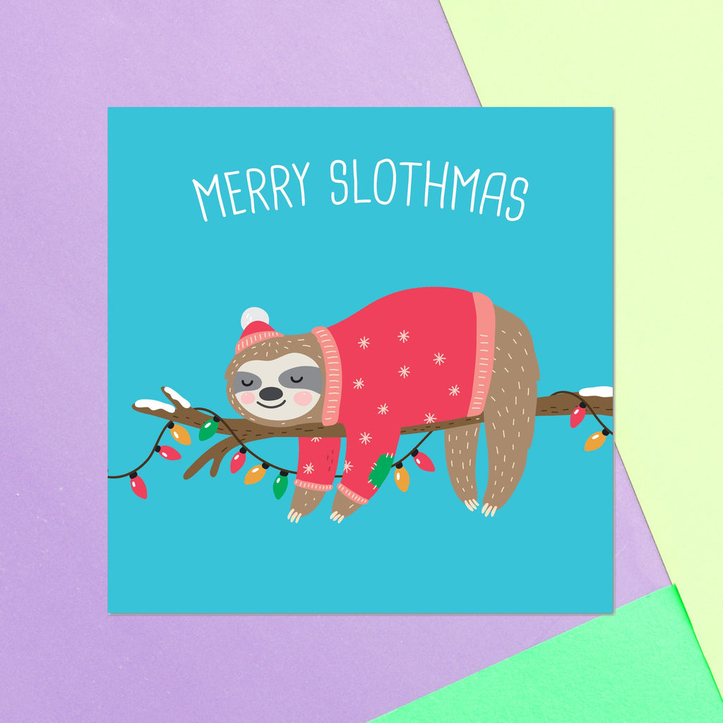 Merry Slothmas Square Greetings Card