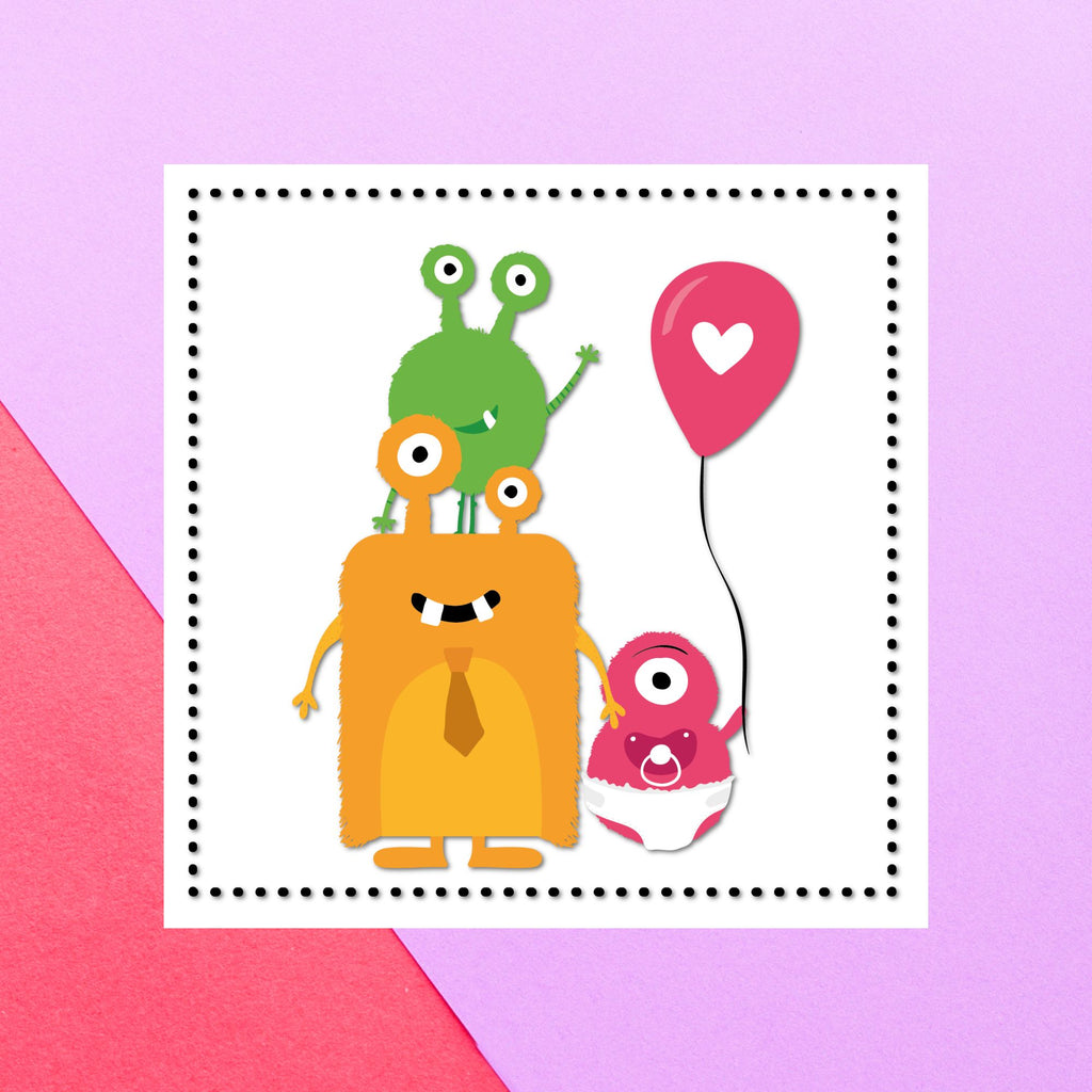 Alien Family Square Greetings Card