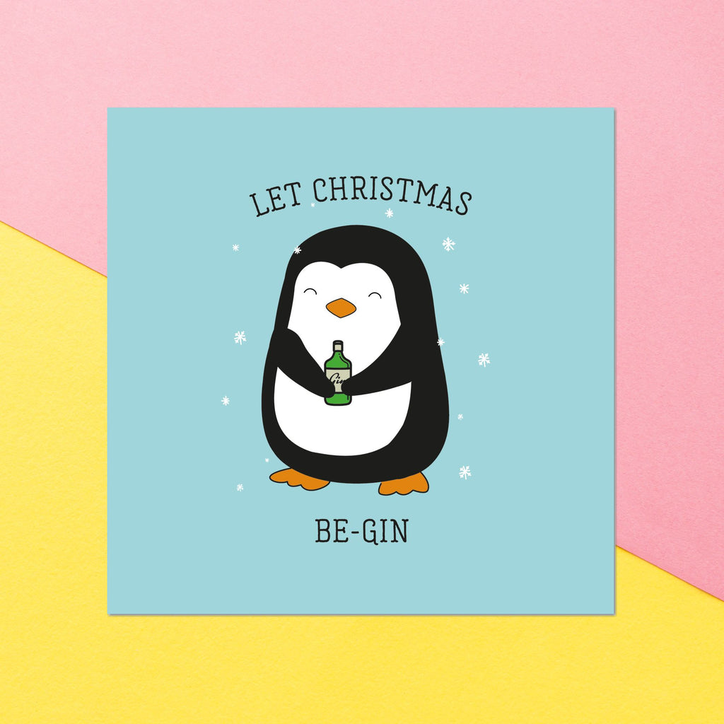 Let Christmas Be-Gin Square Greetings Card