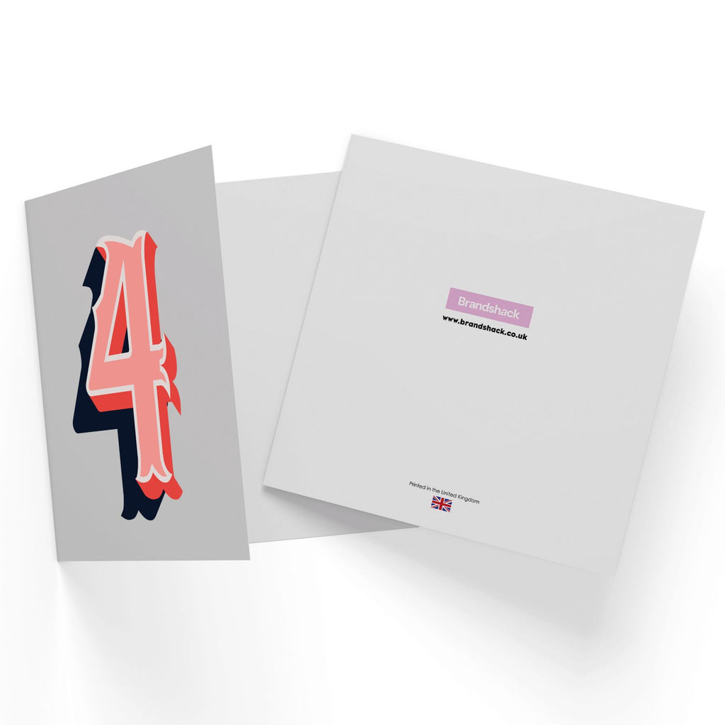 4th Birthday Square Greetings Card