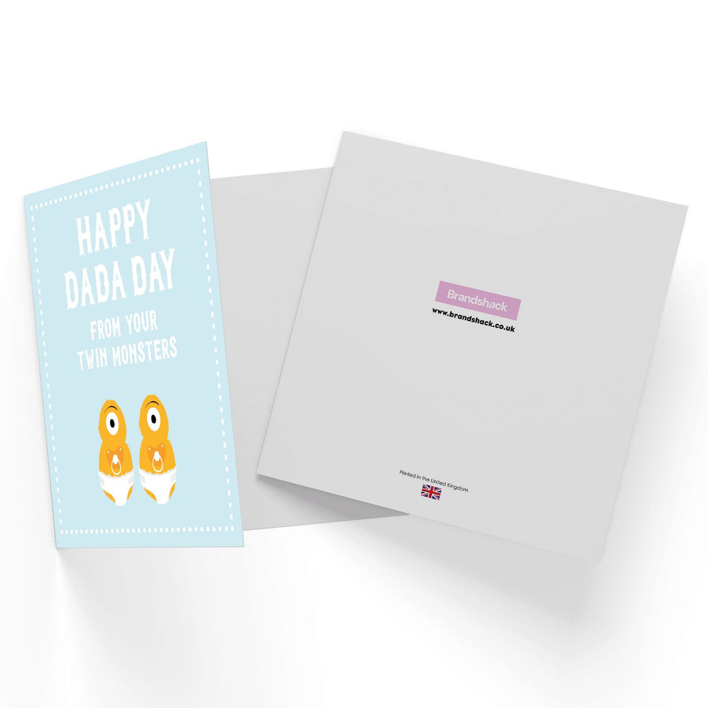 Happy Dada Day Fro Your Twin Monsters Square Greetings Card