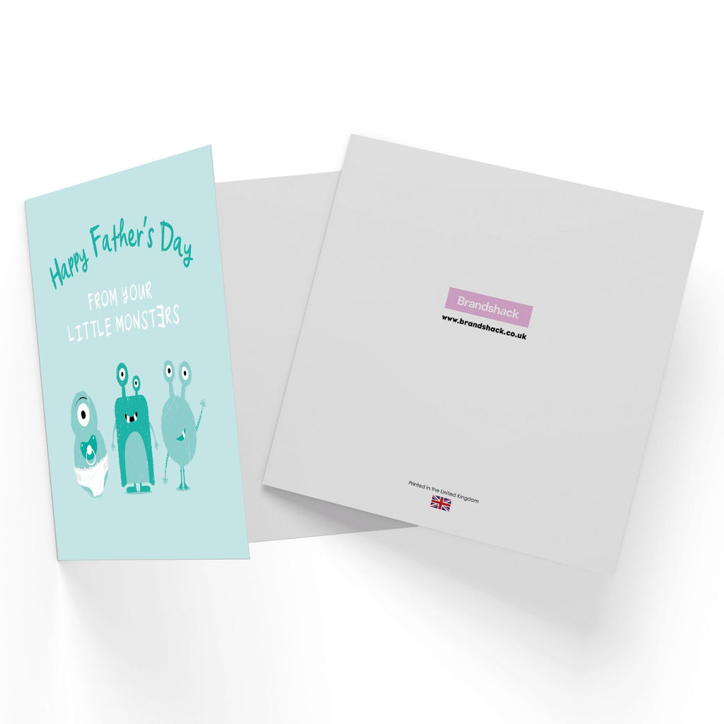 Happy Father's Day From Your Little Mosters Square Greetings Card