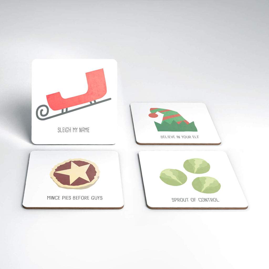 Sleigh My Name Christmas Coaster Set