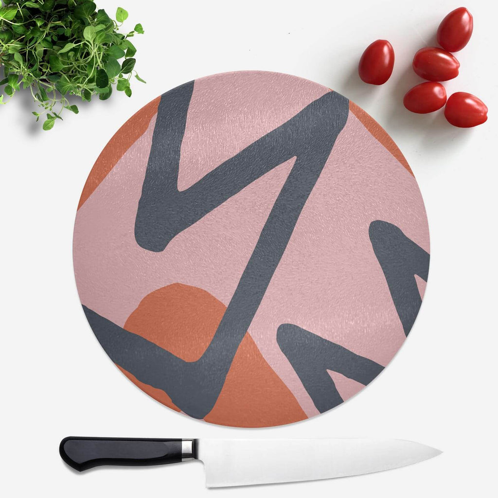 Pink Red Blue Pattern Round Chopping Board