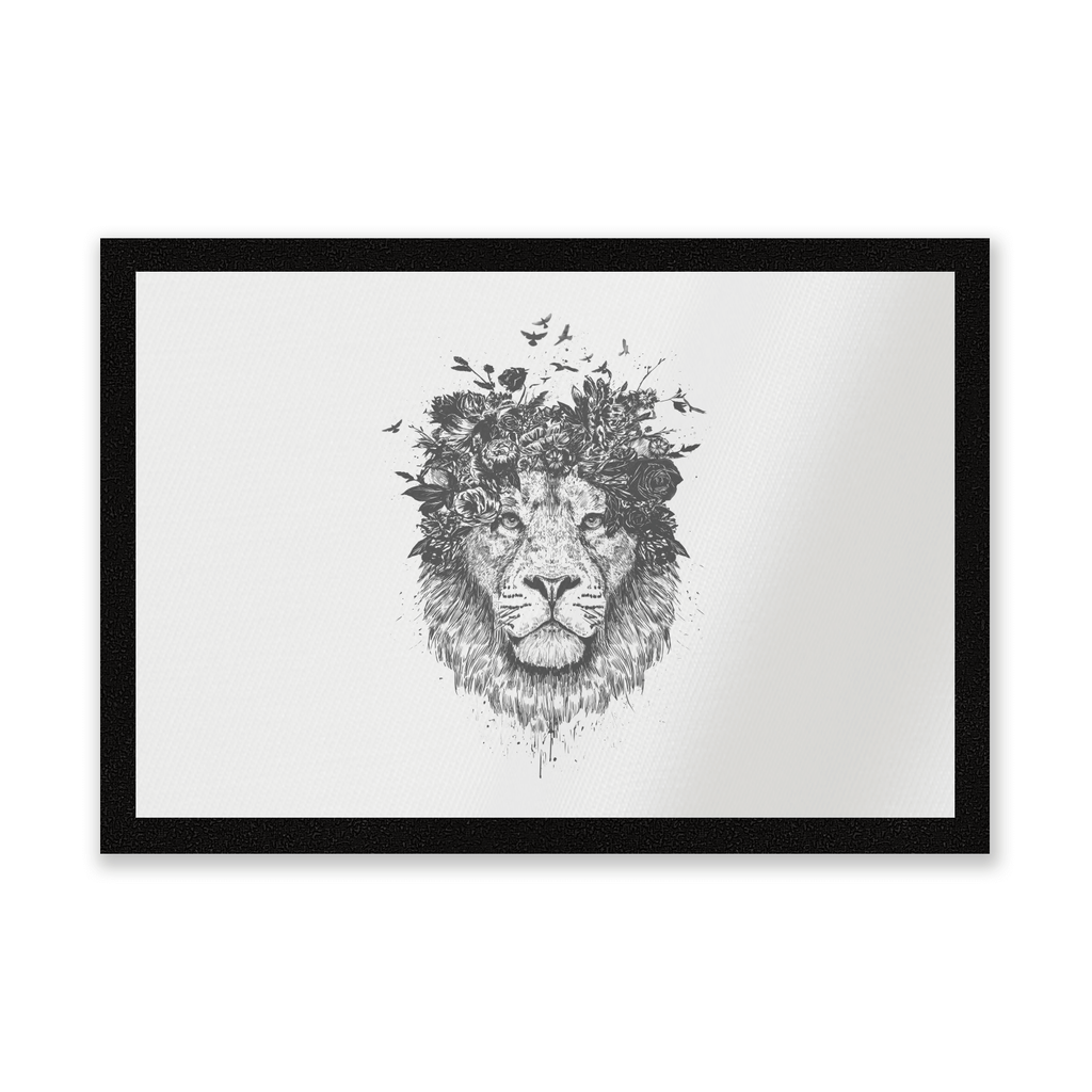 Lion And Flowers Entrance Mat