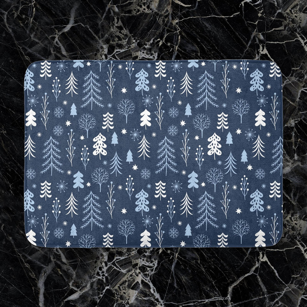 Night Time Winter Forest Bath Mat