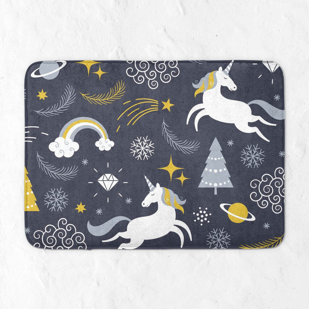 Christmas Unicorn Adventure Bath Mat