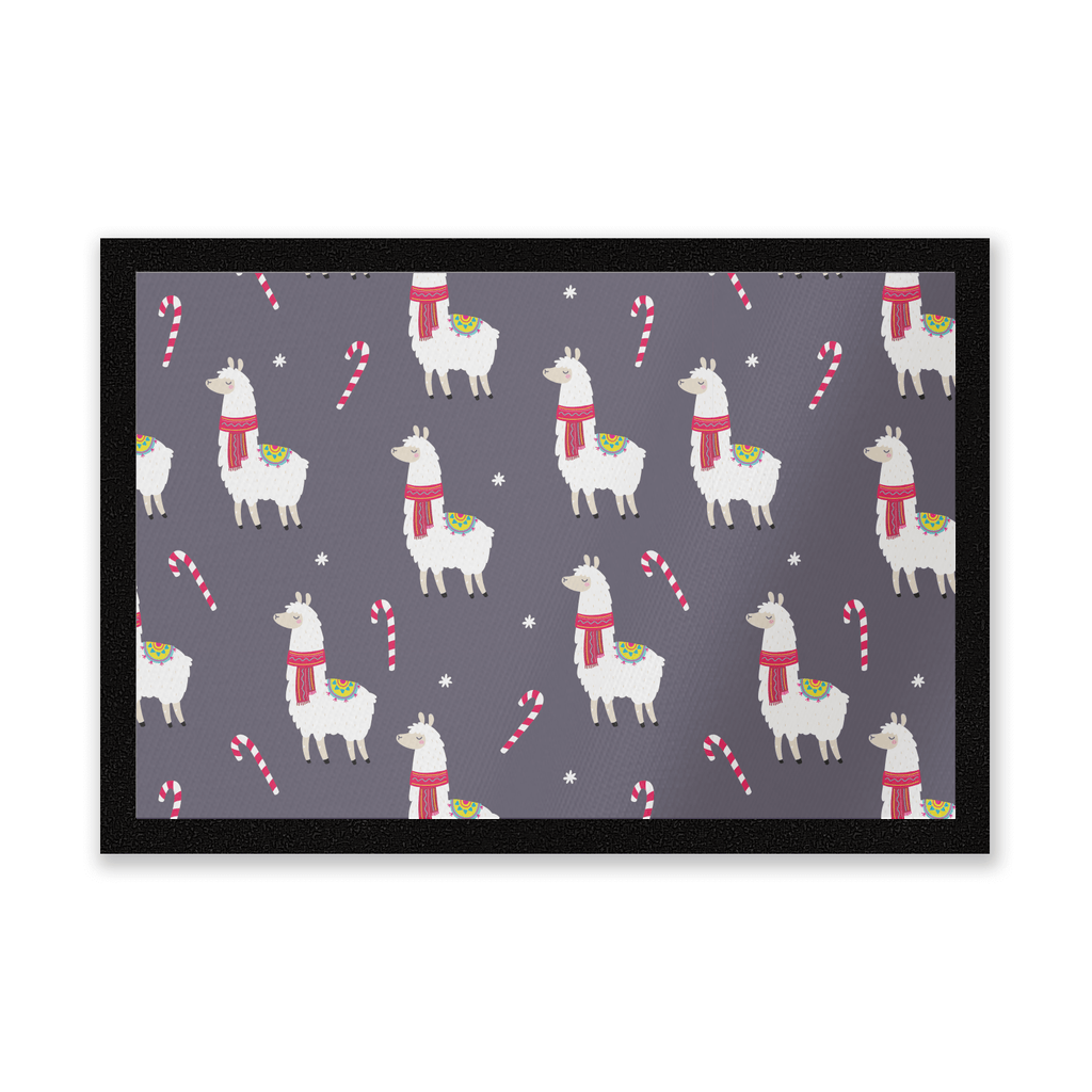 Llama Candy Cane Christmas Party Entrance Mat