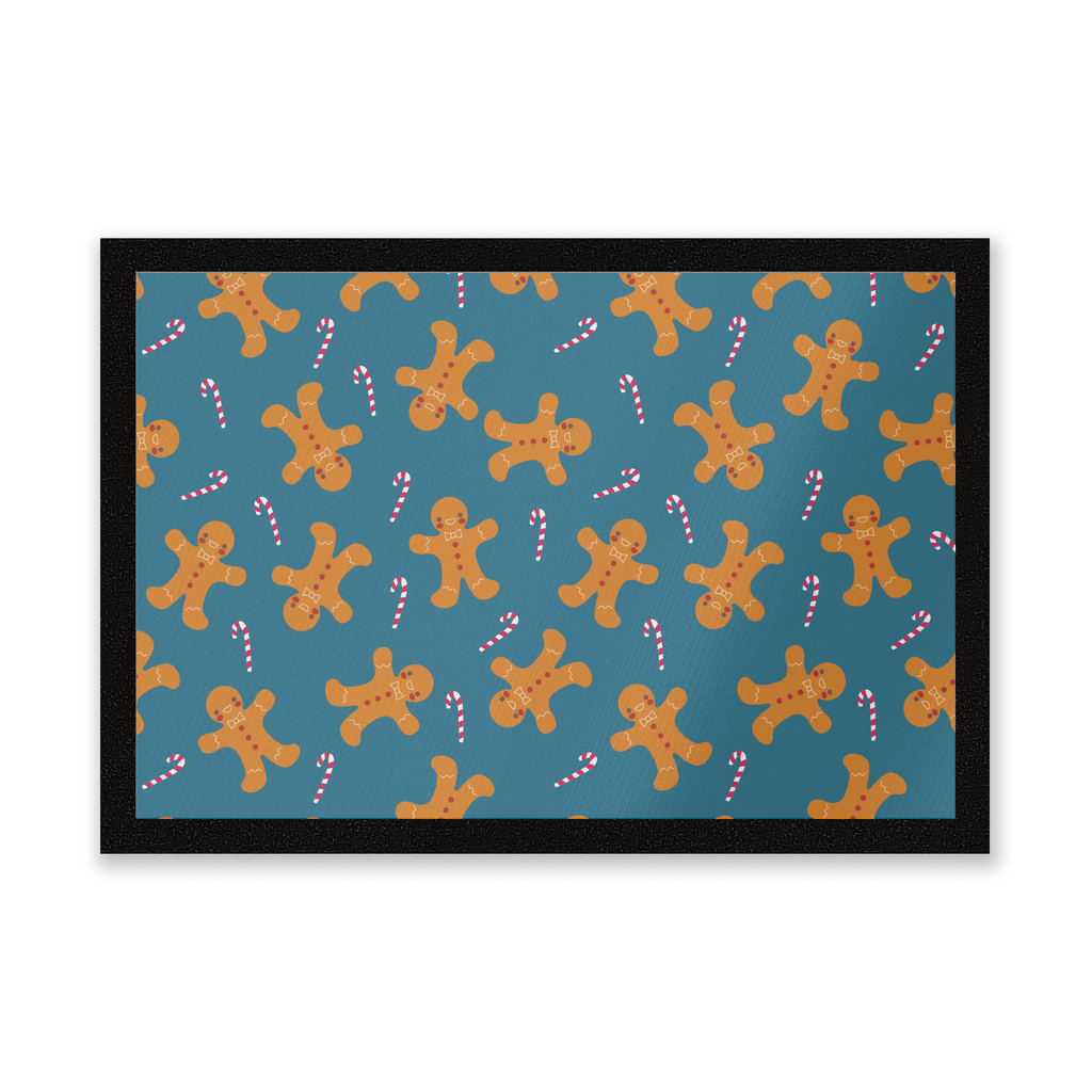 Gingerbread Man Candy Cane Christmas Pattern Entrance Mat