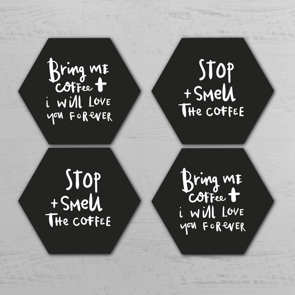 Bring Me Coffee Hexagonal Coaster Set