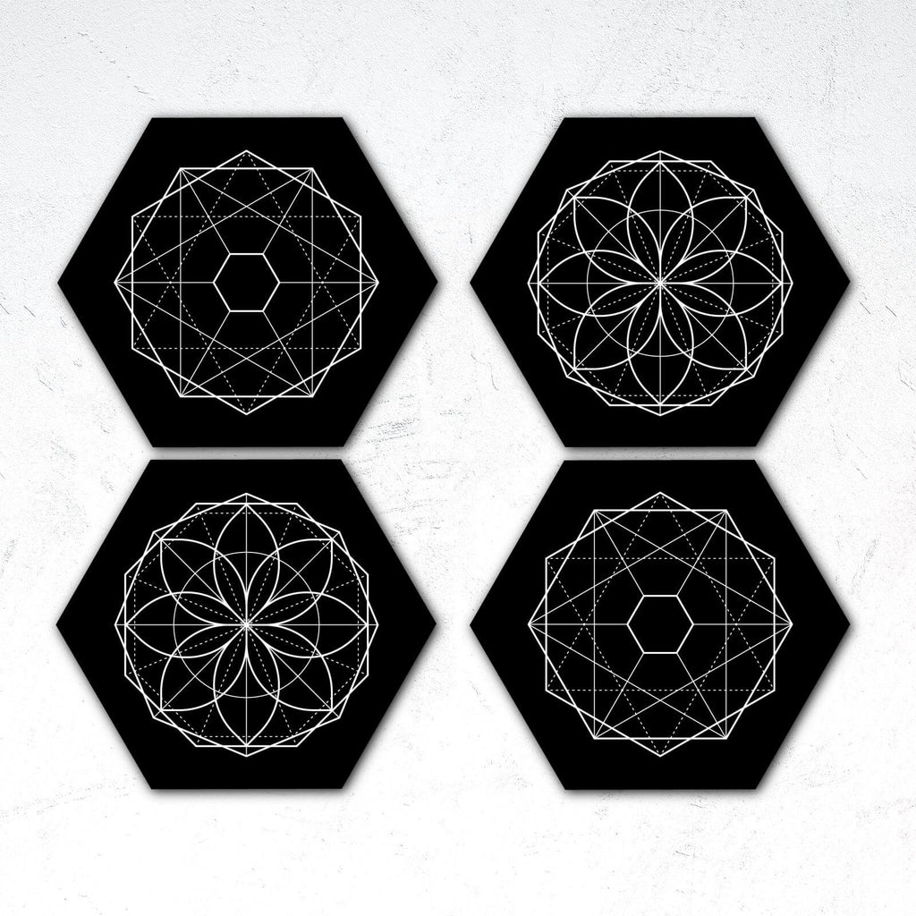 Symmetrical Circles Hexagonal Coaster Set