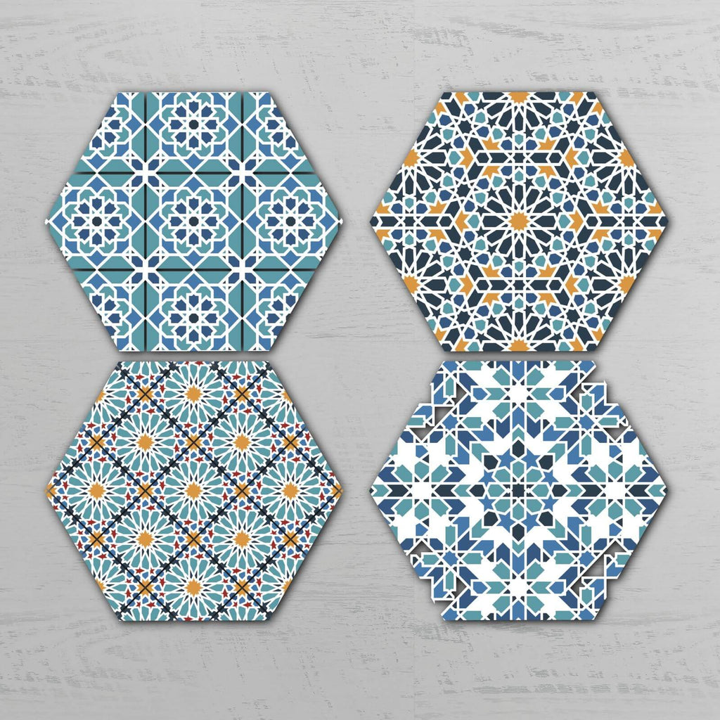 Moroccan Pattern Hexagonal Coaster Set