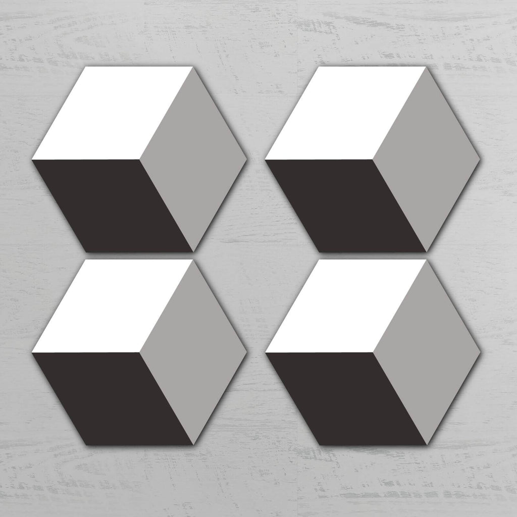 Black Squares Hexagonal Coaster Set