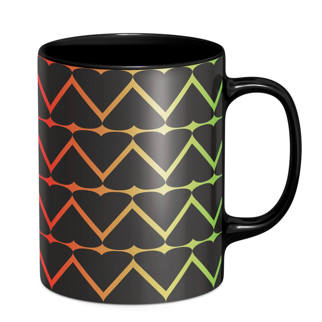 Hearts On Rainbow Mug - Black