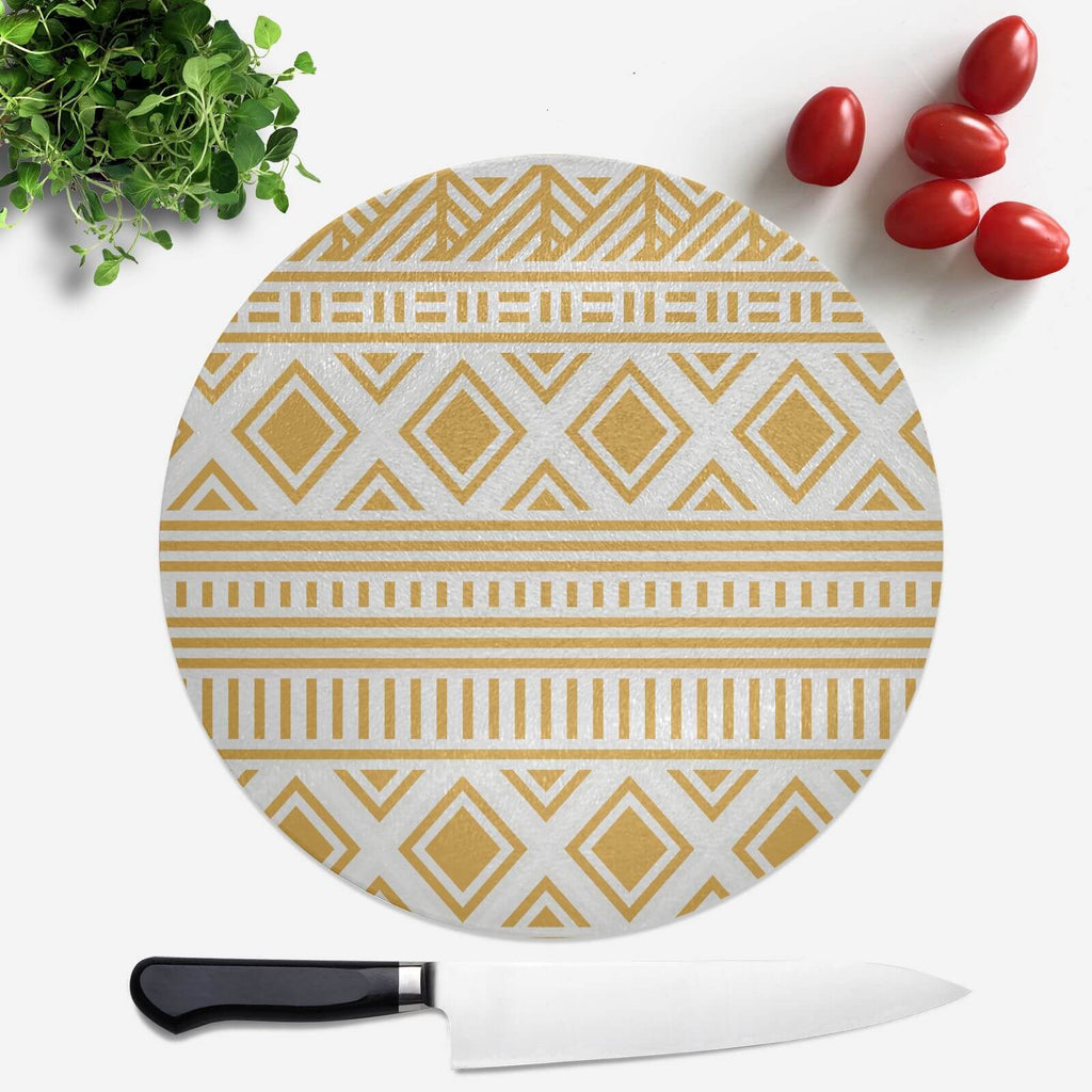 Aztec Pattern Round Chopping Board
